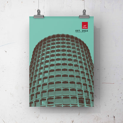 The Space House Tea Towel - Aqua